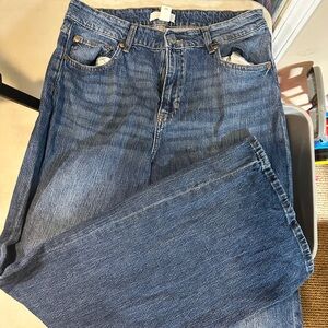 H&M Women's Dark Blue Wide Leg Jeans